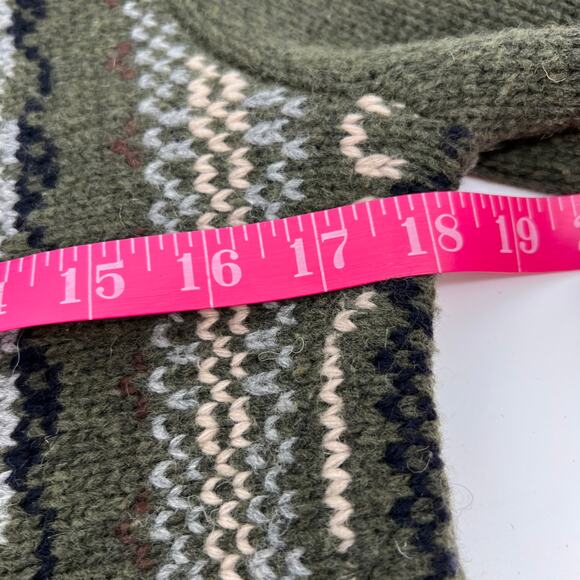 Kerisma Fair Isle Lambswool Cardigan Sweater Small Olive Green Double Breasted - Picture 9 of 10